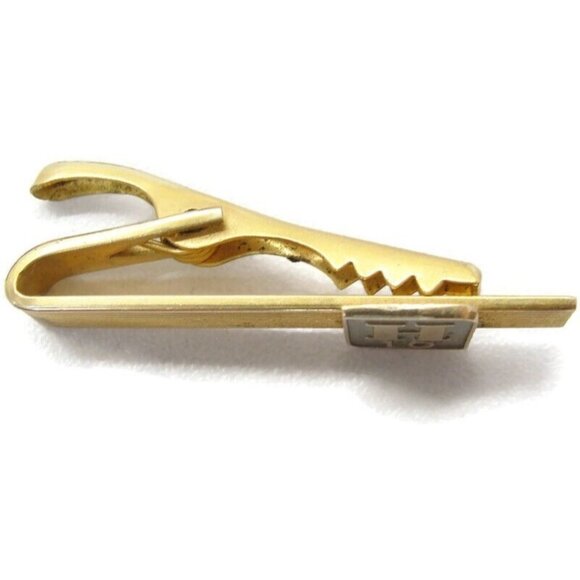 1 5/8" 10 Year "H" Service Award 10K Emblem 1/20 12Kt Gold Filled Tie Clip Vtg - Picture 9 of 13